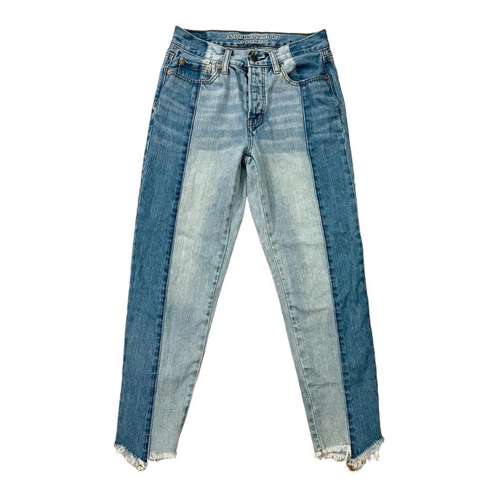 American Eagle Jeans Women's Vintage High Rise Raw Hem Blue Denim Mom Jean